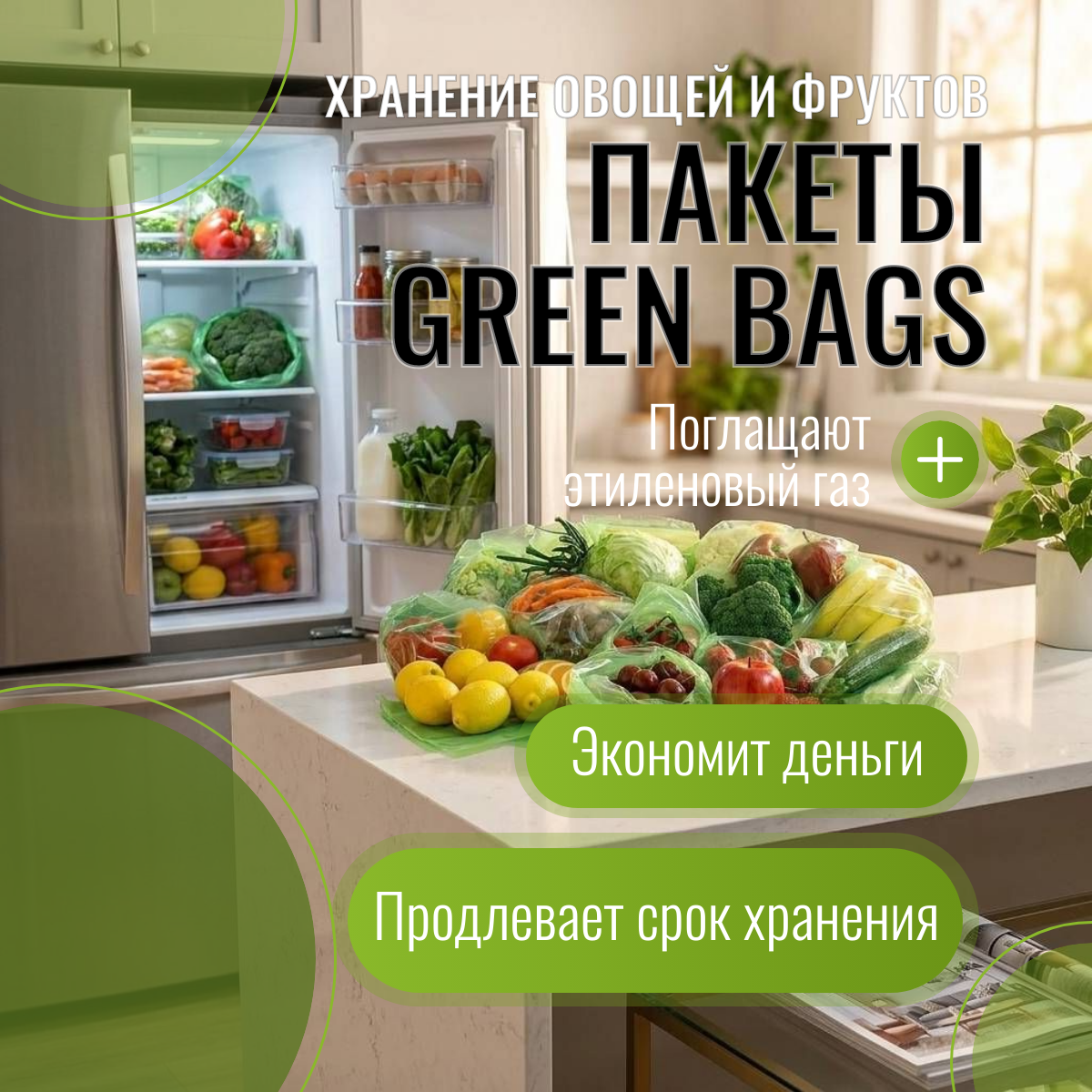 Пакеты Green Bags – для хранения овощей и фруктов